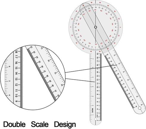 OIIKI 7PCS Goniometer Set - Including 6/8/12inch Goniometer, 8inch Spinal Goniometer, 6inch 180 degree Goniometer, Finger Goniometer, 1PC Blue Mea...