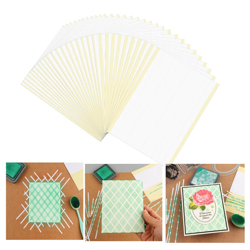 60PCS Masking Strips Stamping Mask Paper Adhesive Stamp Masking Paper for Pre-Cut Masking Strips; Reusable Delicate-Tack Adhesive for Easy Masking...