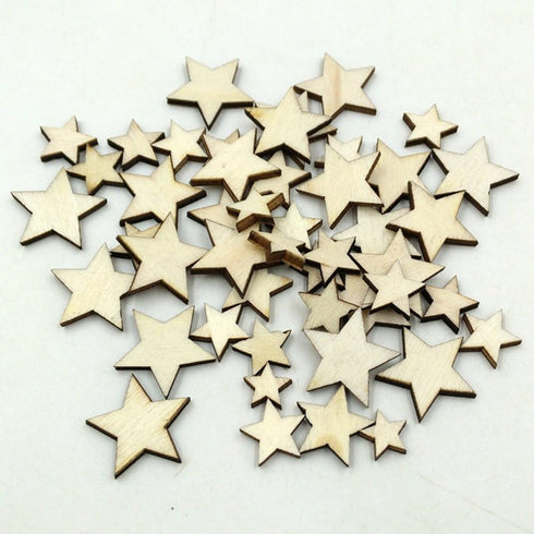1Pack(100pcs) 5 Sizes Mixed Natural Wood Five-pointed Star Wedding Sewing Scarpbooking DIY Buttons Table Scatter Decoration...
