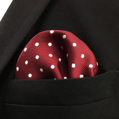 S&W SHLAX&WING Tie Sets for Men Wedding Necktie Red Burgundy Dot Extra Long Matching Pocket Square...