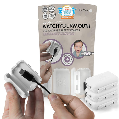 Geddy´s Mom Watch Your Mouth USB Charger Protector Award-Winning Baby Proof Cord Protector| BPA & Phthalate-Free Charger Protector | Electrical Sa...