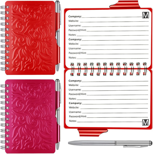 2 Pieces Portable Password Book Password Organizer Notebook Elegant Mandala Pattern Password Book Keeper with Pen, Spiral Bound Notebook for Passw...