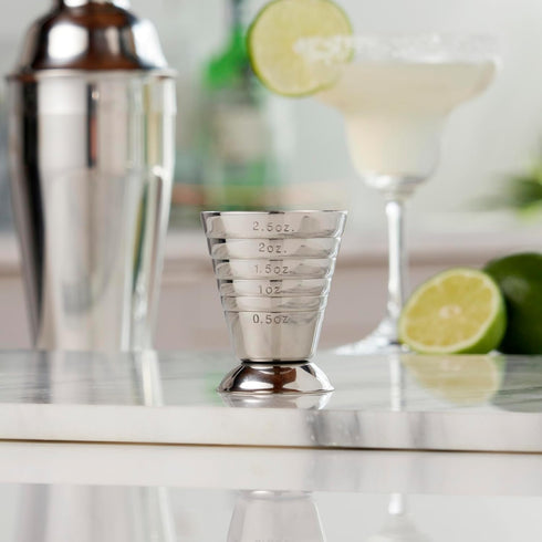 True Trio Multi-Unit Drink Measure, Shot Measuring Cup with Oz, Ml, and Tbsp Markings, Stainless Steel 2.5oz Set of 1...