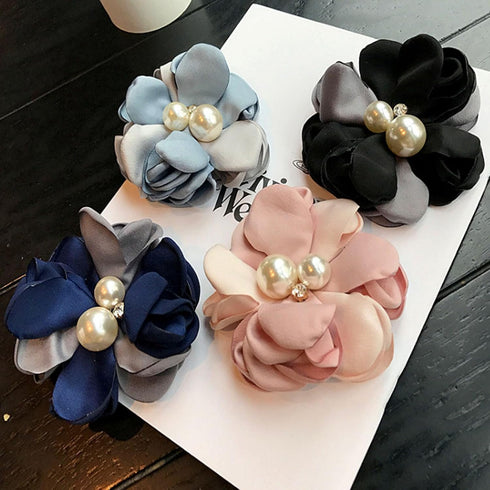Pink Daisy Flower Pearl Safety Brooch Pins for Women,Rose Flowers Hairpin Headpieces,Brooch Pins Shawl Clips for Women Girls Collar Brooch Hair Cl...