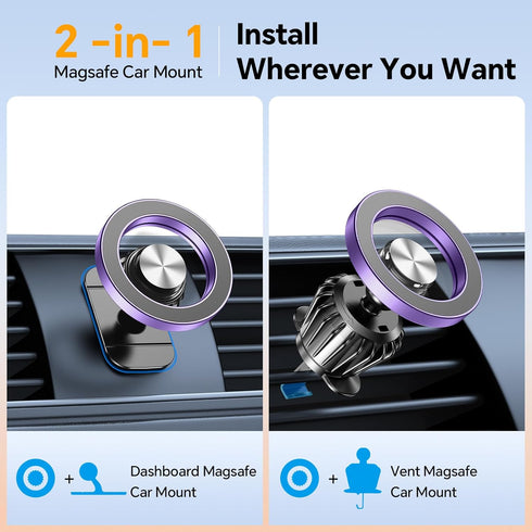 for Magsafe Car Mount?20 Strong Magnets?Magnetic Phone Holder for Car Phone Holder Mount Dash?360° ?Phone Holders for Your Car Accessories Cell ph...