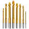 YUENTOEN Twist Drill Bits - 8Pcs Serrated Drill Bit Set, Titanium Coated HSS Sharp 3-10mm Carpenter Hacksaw Drill Bit Spiral Saw Drill Bit for Woo...