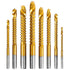 YUENTOEN Twist Drill Bits - 8Pcs Serrated Drill Bit Set, Titanium Coated HSS Sharp 3-10mm Carpenter Hacksaw Drill Bit Spiral Saw Drill Bit for Woo...