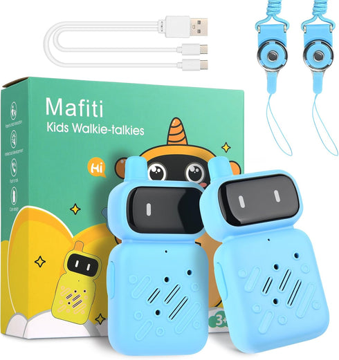 Mafiti Rechargeable Walkie Talkies for Kids 2 Pack Mini Robot Walkie Talkie Long Range 1 KMs 2 Way Radio Toddler Toys for 3-12 Year Old Boys Girls...