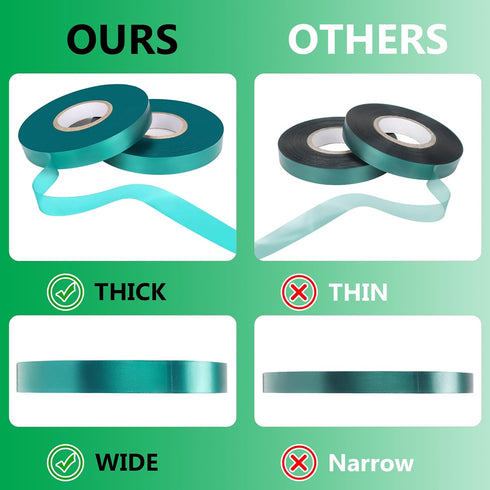 Stretch Tie Tape Roll, 2 Pack Total 300 Feet 1/2"" Garden Tie Tape Thick Sturdy Garden Plant Ties Green Vinyl Plant Ribbon Gardening Tools Green G...