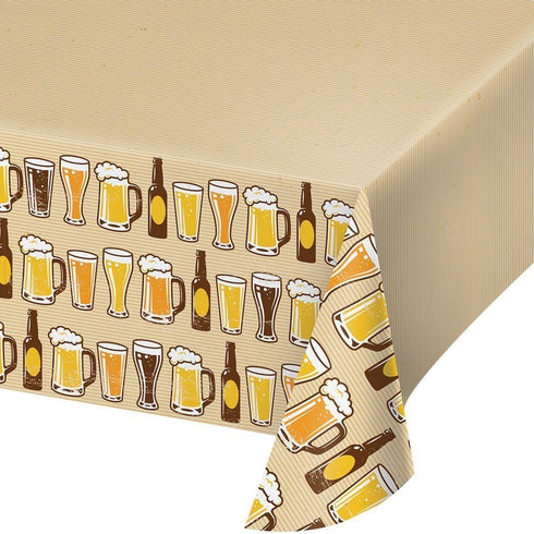 Creative Converting Border Print Plastic Tablecover, 54 x 102, Cheers/Beers (3-Pack)...