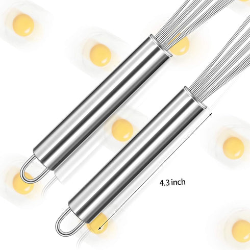 Patelai 2 Pieces Stainless Steel Ball Whisk Wire Egg Whisk Set Kitchen for Cooking, Blending, Whisking, Beating, Stirring(10 Inch and 12 Inch)...