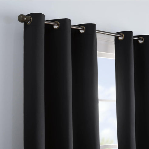 ECLIPSE Microfiber Total Privacy Blackout Thermal Grommet Window Curtain for Bedroom (1 Panel), 42" x 95", Black...