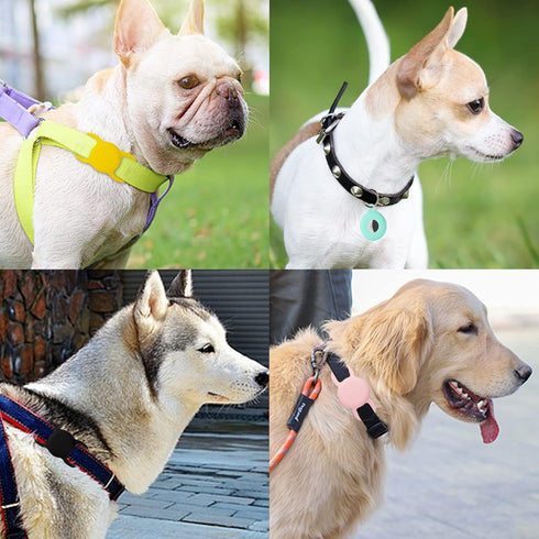 PuppyDoggy 2 Pack Airtag Holder for Collar, Dog Cat Tracker Case, Silicone Airtag Case Waterproof, Scratch-Resistant, Anti-Lost & 1 Pack AirTag Ke...