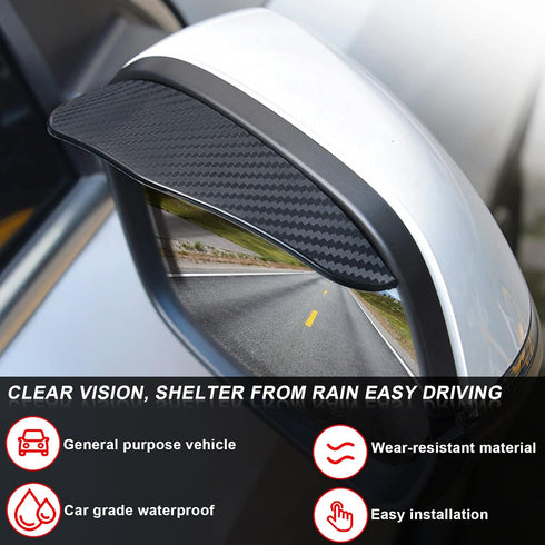 2 Pcs Carbon Fiber Car Side Mirror Rain Eyebrow Guard, Car Rearview Mirror Rain Brow, Waterproof Rearview Mirror Smoke Cover, For SUV, Truck, Car,...