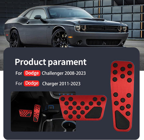 Aluminum Alloy Pedal Cover for Dodge Challenger 2008-2023 for Charger 2011-2023 for Chrysler 300 300C 2009-2019 No Drilling Aluminum Brake and Acc...