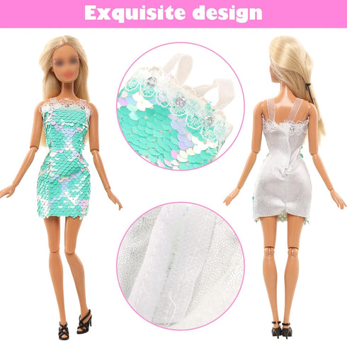 15 Set Doll Clothes for 11.5 Inch Doll Include 2 Sequins Dresses 6 Outfits Tops and Pant/Short/Skirts 7 Fashion Dresses for 11.5 Inch Fashion Doll...