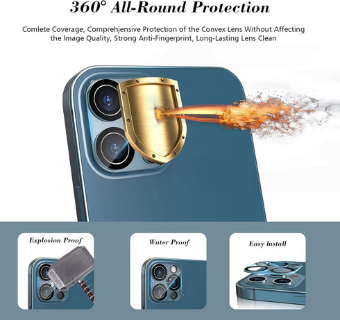 imluckies Camera Lens Protector for 6.7" iPhone 12 Pro Max Tempered Glass, HD Clear & 9H Hardness, Case-Friendly, Scratch Resistant, Easy Installa...