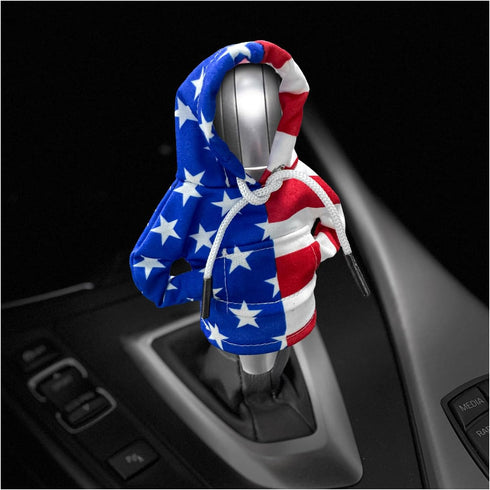 Car Gear Shift Cover, Fashionable and Funny Car Gear Shift Hoodies Cover, Winter Warm Gear Shift Knob Cover Sweater Shirt (Flag Left & Right)...