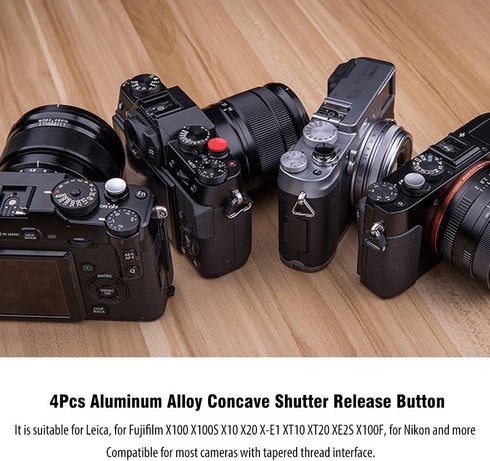 Camera Shutter, 4pcs Aluminum Alloy Concave Shutter Release Buttons Compatible for for for X100 X100S X10 X20 X-E1 XE2S X100F...