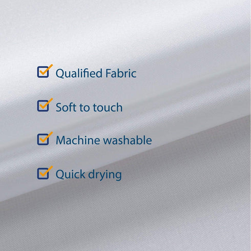 N&Y HOME RV Shower Curtain Liner Fabric 47 x 64 inches, Hotel Quality, Washable, Water Repellent, White Bathroom Curtains with Grommets, 47x64...