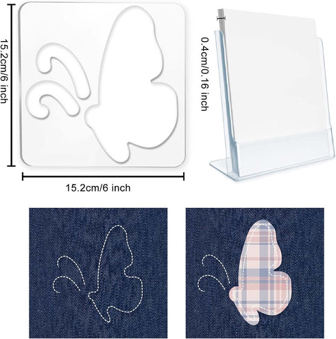 GLOBLELAND 4pcs Quilting Patchwork Ruler for Sewing Butterfly Seamless Pattern Patchwork Sewing Ruler and Transparent Acrylic Quilt Ruler for Sewi...