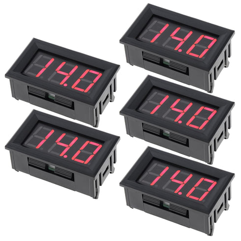 5 Pack DC 5-120V Digital Mini Voltmeter 2 Wire 0.56 inch LED Display Panel for Motorcycle Battery Monitor (Red)...