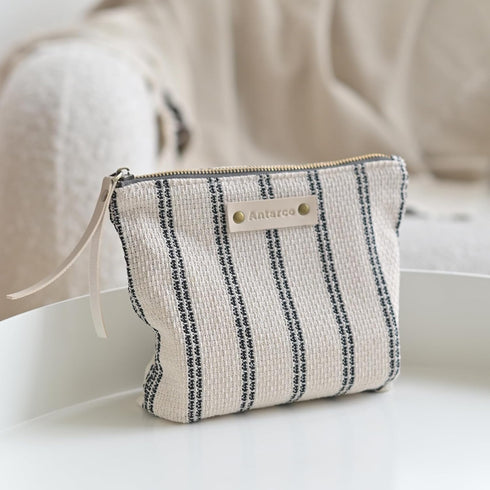 Makeup Bag for Women,striped Canvas Travel Makeup Bag,for Purse Zipper Cosmetic Bag,Tool Pouch for Women and Girls (Double Stripes)...
