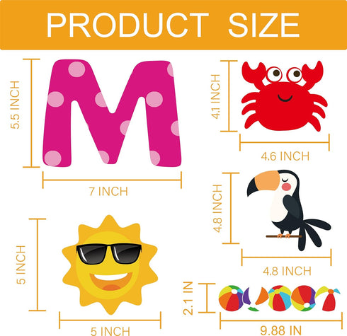 109Pcs Summer Cutouts Summer Bulletin Board Decorations Set Pool Beach Hawaiian Theme Cut Outs Ball Bulletin Board Border Summer Decorations for O...