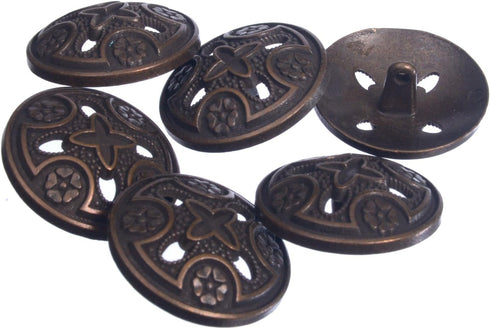 Mibo 6pcs Zinc Die Cast Metal Shank Button - Templar Cross Design - 44Line(28mm) - Antique Brass...