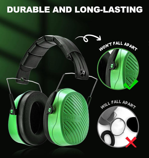 PROHEAR EM038 Ear Protection Safety Earmuffs for Mowing, 28dB Noise Reduction Passive Hearing Protector, Compact Foldable Headset for Shooting Con...