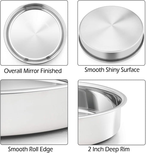 P&P CHEF 9½-inch Round Cake Pan, Stainless Steel Bakeware Cake Pan, Easy Releasing & Cleaning, Oven & Dishwasher Safe, Round/Sliver...