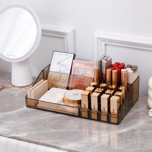 Yesesion Makeup Organizer with 21 Compartments, Large Vanity Storage Box for Lipsticks, Beauty Supplies, Brushes, Skincare Products, Perfume, Eyes...