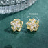 YOQUCOL Cubic Zirconia Crystal Rotatable Flower Shaped Golden Clip On Earrings Non Pierced Golden Stud for Women...