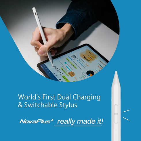 Novaplus A8 Pro iPad Stylus, Wireless & Type C Dual Charging Modes, Key Switching Function for Eraser and Brushes, compatible w/Notability, Procre...