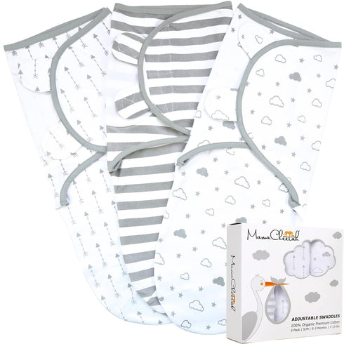 Mama Cheetah Organic Baby Swaddle Blanket, Adjustable Newborn Swaddle Sleep Sacks, Easy Swaddles for Boys and Girls 0-3 Months, Nursery Swaddling ...