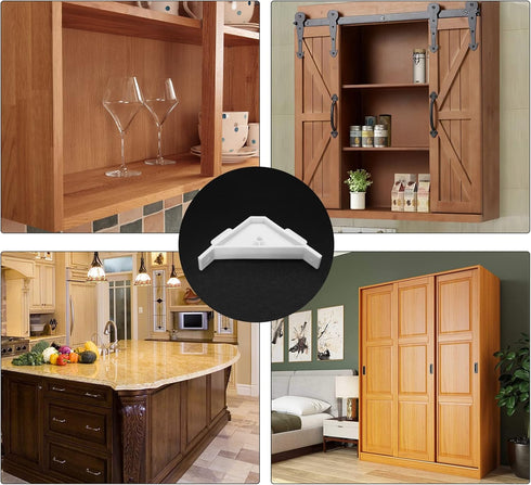 40PCS Cabinet Triangle Bracket, 90 Degree Corner Support Braces Plastic White Cabinet Countertop Brackets...