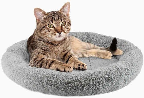 PETLESO Cat Bed for Indoor Cats, Round Cat Bed for Curl Sleep Basic Pet Mat Wahable Bed for Small Puppy Cats Rabbit, Medium...