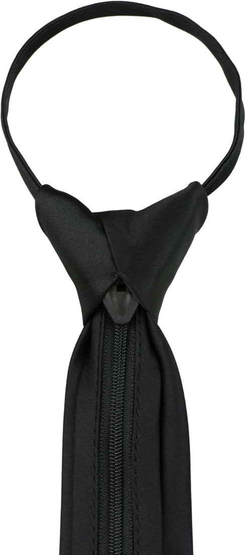 Vesuvio Napoli PreTied SKINNY Men's Neck Tie Solid Color Narrow Zipper Necktie...