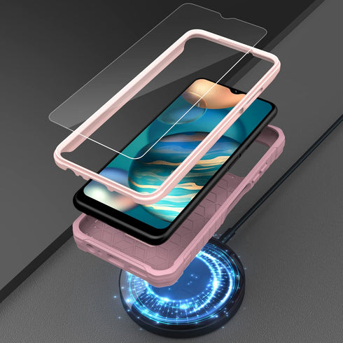 ExoGuard for Samsung Galaxy A03S 5G Case, Rubber Shockproof Heavy Duty Case with Screen Protector for Samsung A03S 5G Phone, Built-in Kickstand (P...
