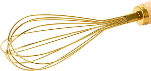 Bloomingville Standing Stainless Steel Wood Handle, Gold Finish Whisk, 10.25"...