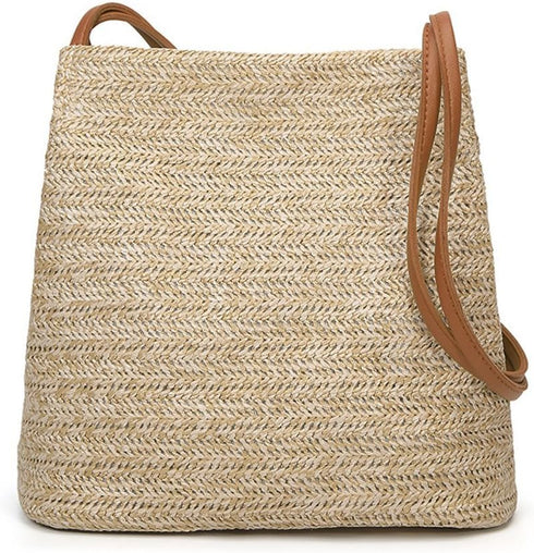 QZUnique Straw Handbags Women's Summer Beach Straw Bucket Tote Bag Straw Woven Handbag Tassel Shoulder Bag Purse...