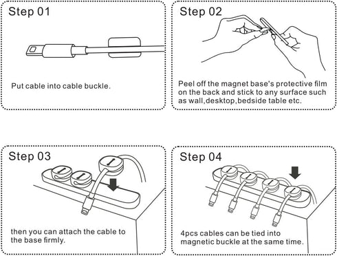 Magnetic Cable Organizer, Desktop Cable Holder Multipurpose with 8 Clips, Magnetic Cable Clips Organizer, Cord Management for All Wires (2 Pack, B...