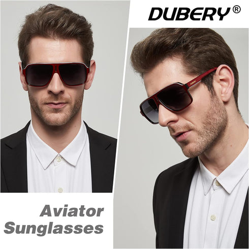 DUBERY Mens Oversized Aviator Sunglasses Classic Large Polarized Lens Shades D103...