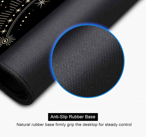 Black & Gold Large Mouse Pad, Boho Snake Witch Desk Mat for Desktop, Women Gaming Full Desk Mousepad, Moon Phases Computer Laptop Protector Writin...