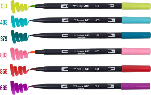 Tombow 56211 Dual Brush Pen Art Markers, Tropical, 6-Pack. Blendable, Brush and Fine Tip Markers...