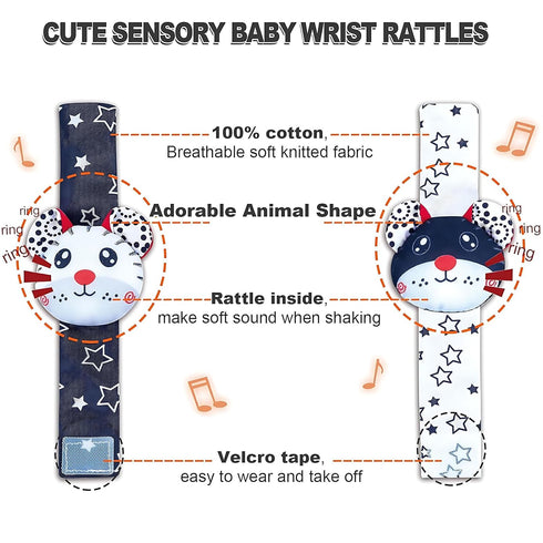 Adpartner Baby Rattles Toys for 0-12 Months Babies, 8PCS Infant Wrist Rattles Foot Finder Socks Set, Newborn Hand & Foot Rattle Toys Soft Baby Toy...