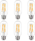 Dimmable E26 LED Light Bulb 6W,Equivalent 60W,E26 Tubular Light Bulb,Antique Clear Edison Filament Bulb 600 Lumens 2700K Warm White,Pack of 6...