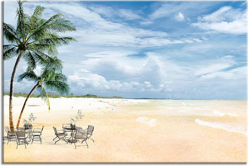 Sea Beach Canvas Wall Art Coastal Poster Wall Nature Modern Seascape Canvas Sandy Beach Coastal Landscape Canvas Coastal Beach Pictures Painting A...