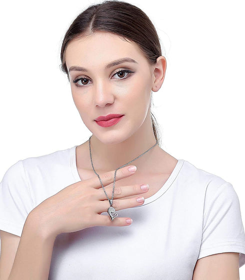 Jstyle Stainless Steel Mens Womens Couple Necklace Pendant Love Heart CZ Puzzle Matching...