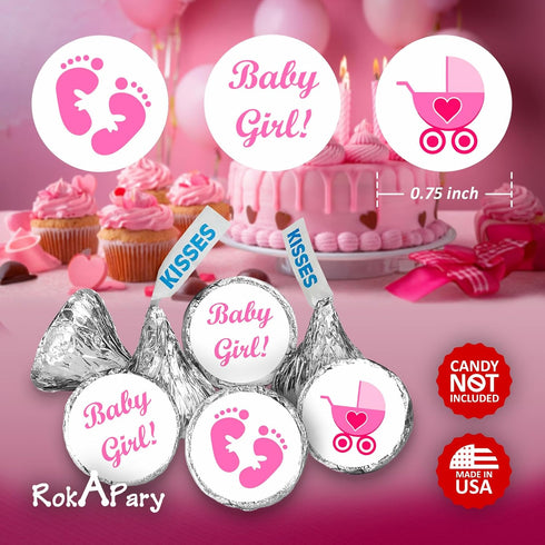 324 Pink Its a Girl Baby Shower Favors Stickers for Baby Shower Or Baby Sprinkle Party Decorations, Baby Shower Kisses Stickers, Baby Shower Pink ...